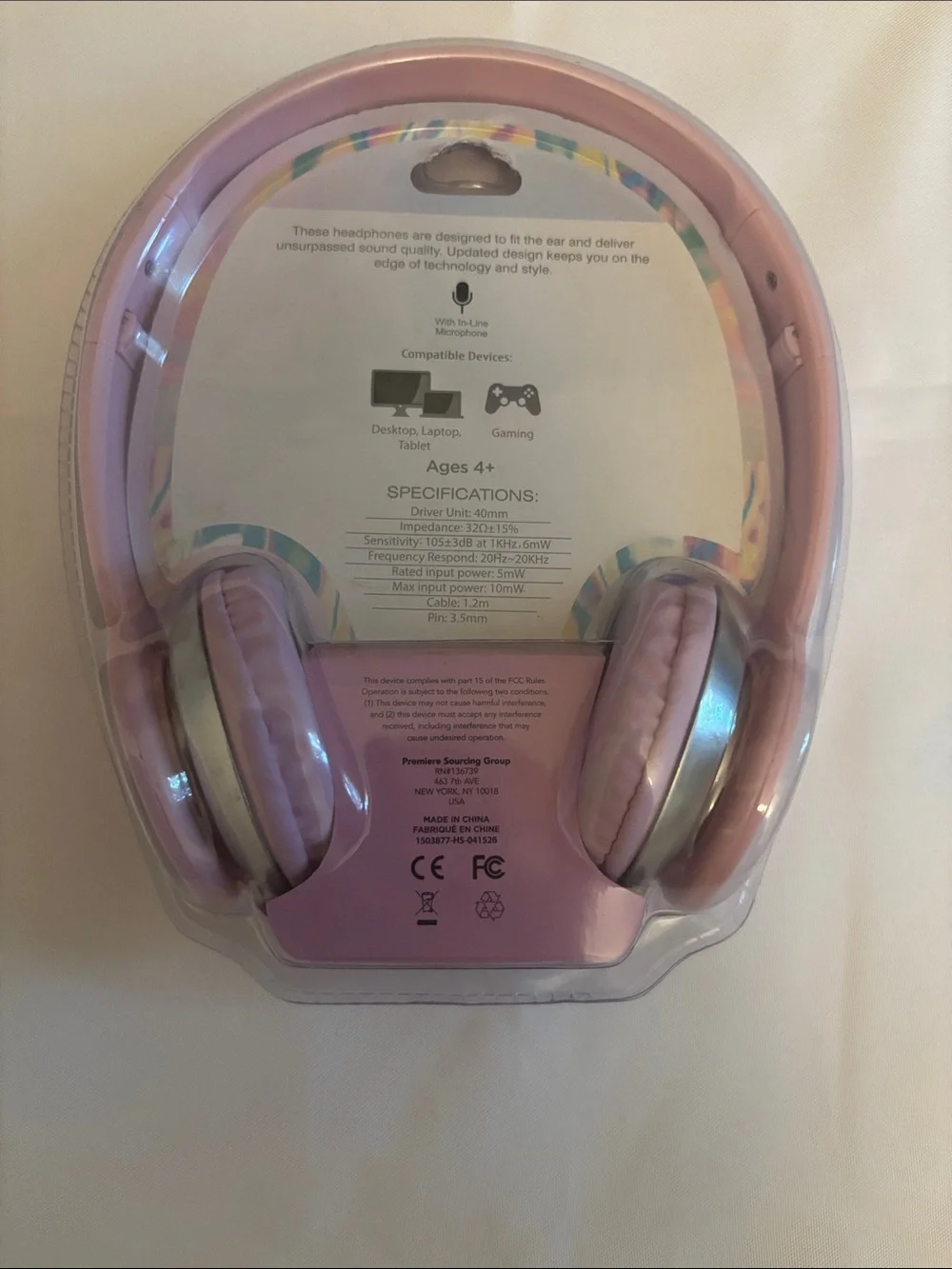 Pink On-Ear Headphones with Inline Mic